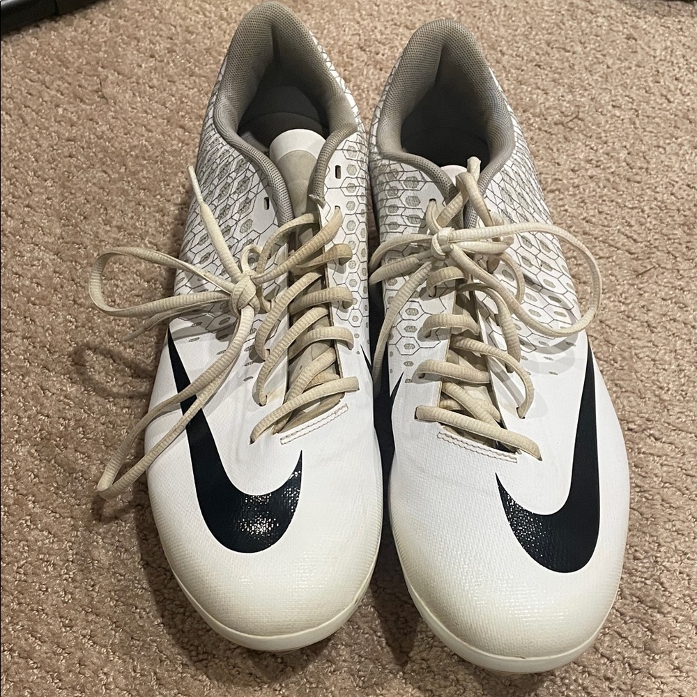 Nike White and Black Baseball Cleats